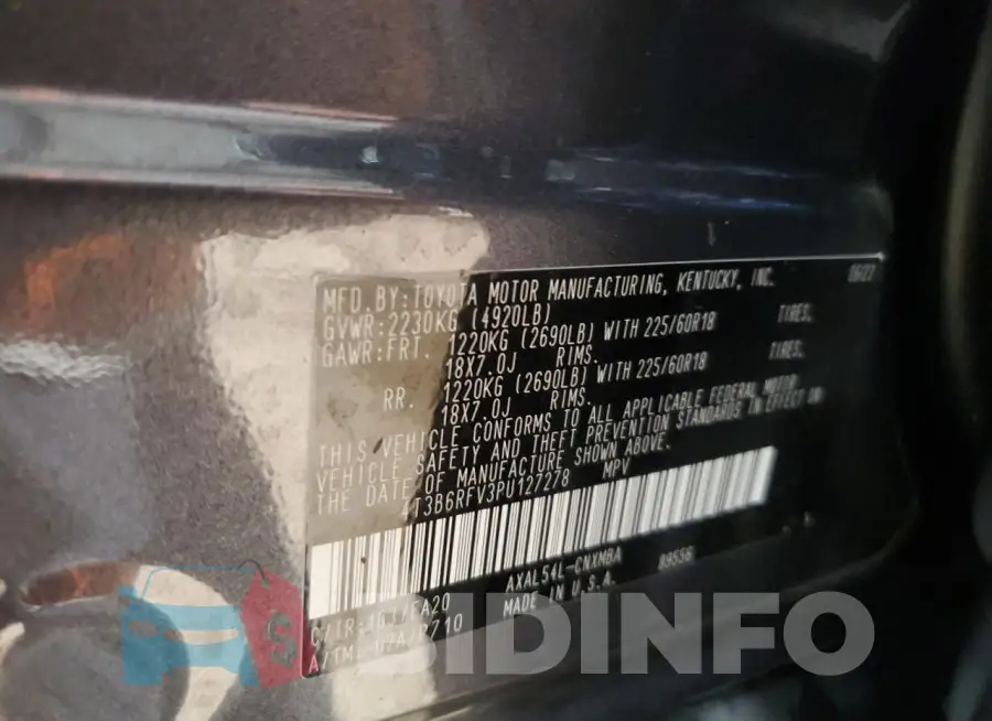 4T3B6RFV3PU127278 Photo# 13