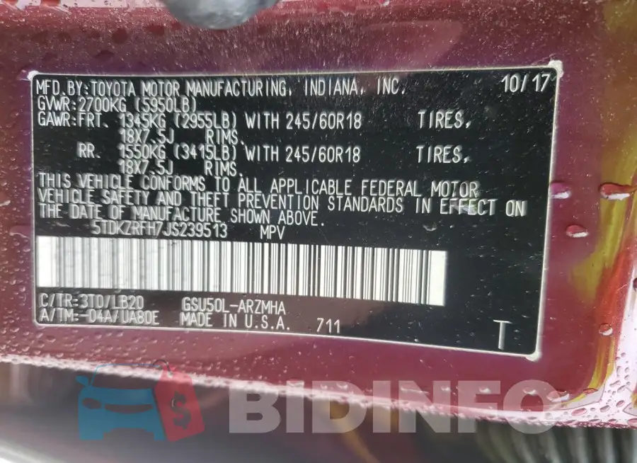 5TDKZRFH7JS239513 Photo# 14