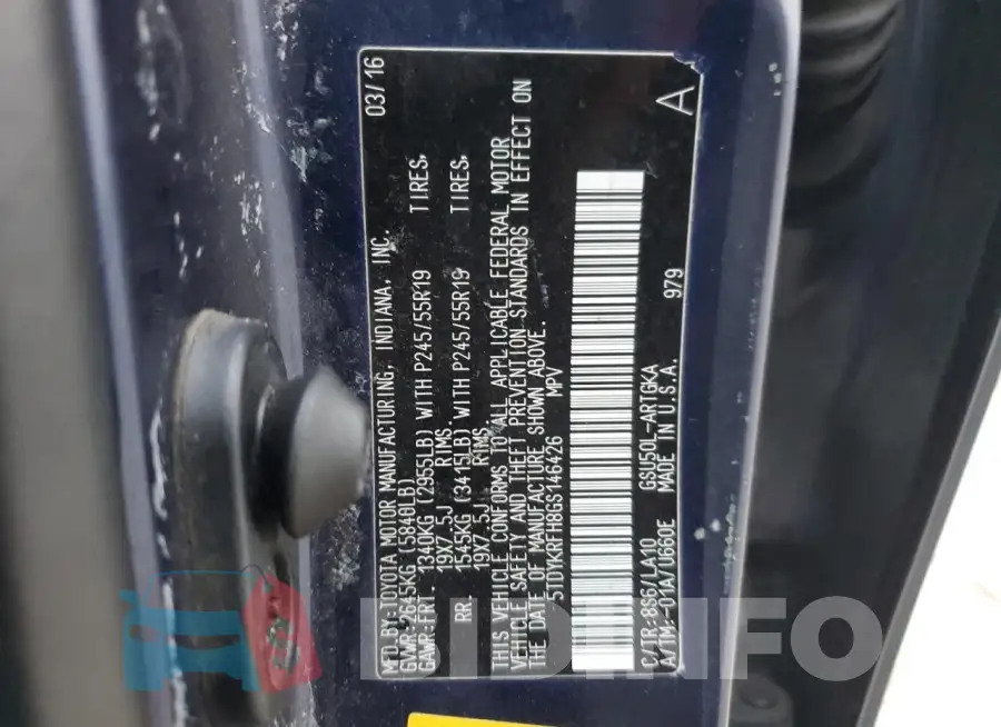 5TDYKRFH8GS146426 Photo# 14