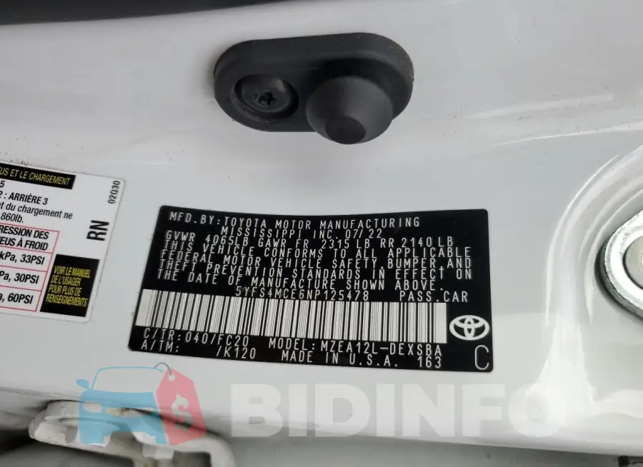 5YFS4MCE6NP125478 Photo# 13