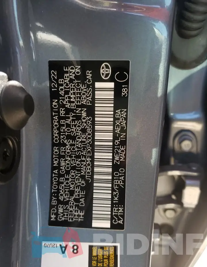 JTDBCMFEXP3008593 Photo# 13