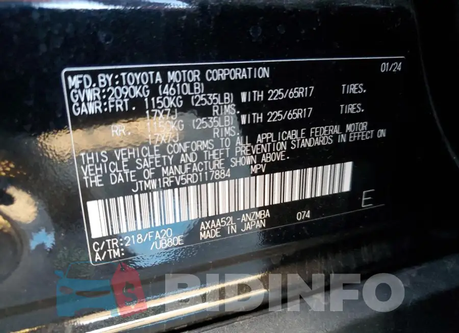 JTMW1RFV5RD117884 Photo# 13