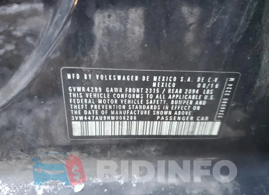3VW447AU9HM006286 Photo# 12