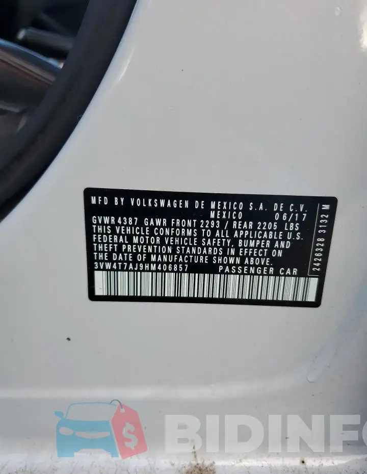 3VW4T7AJ9HM406857 Photo# 12