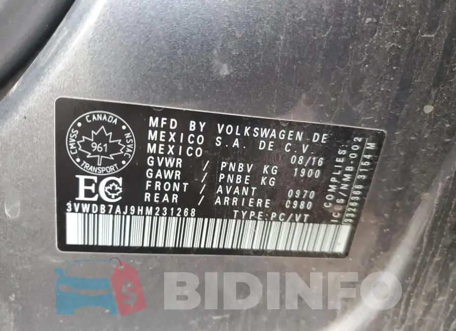 3VWDB7AJ9HM231268 Photo# 12