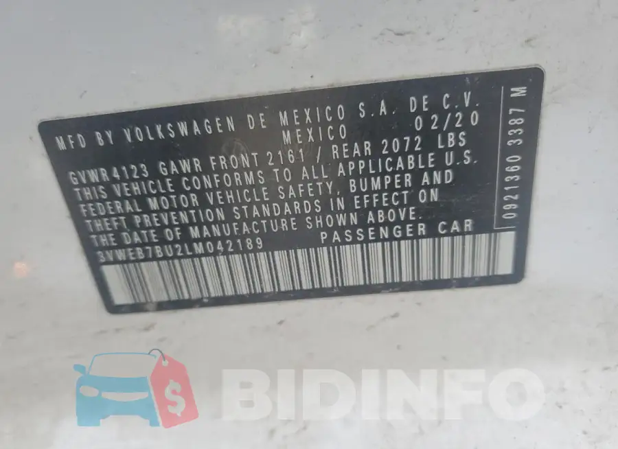 3VWEB7BU2LM042189 Photo# 12