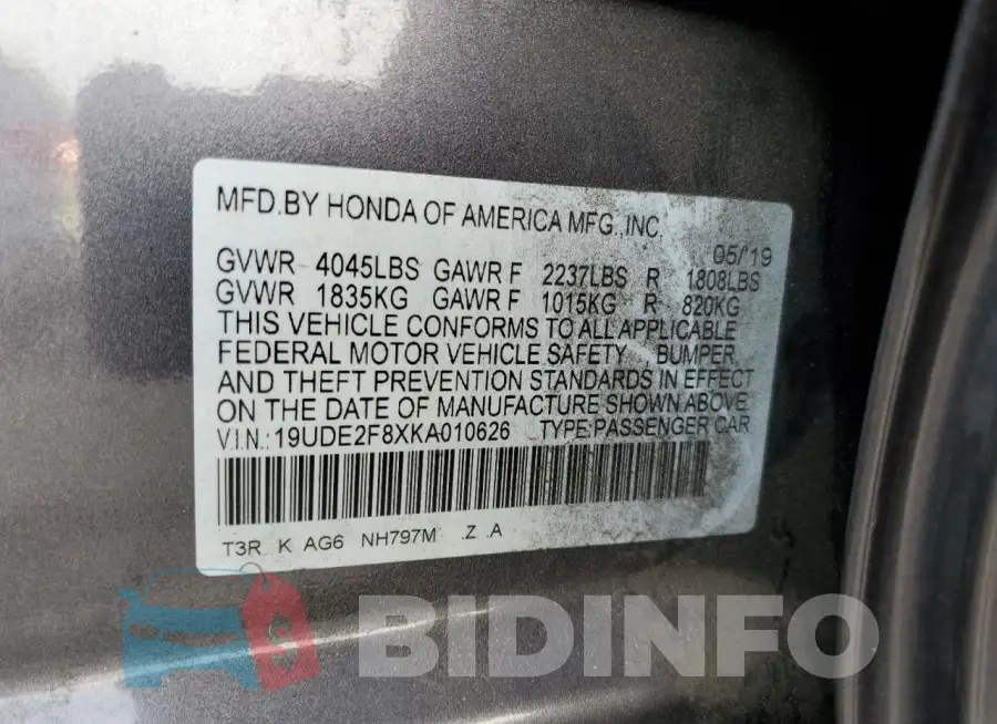 19UDE2F8XKA010626 Photo# 12