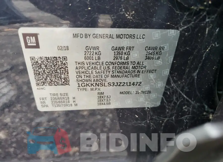 1GKKNSLS3JZ211472 Photo# 13