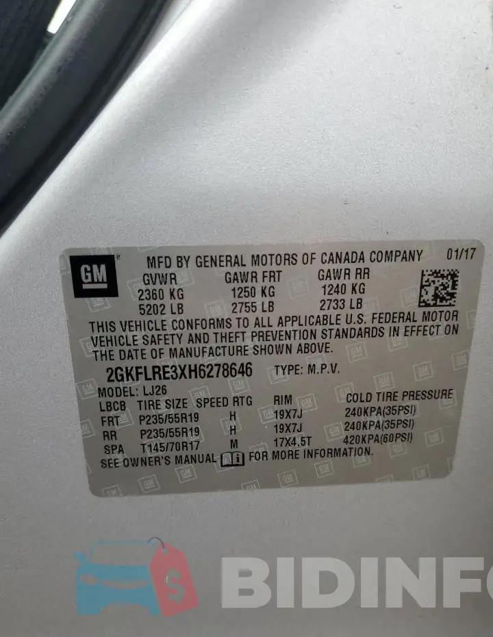 2GKFLRE3XH6278646 Photo# 12