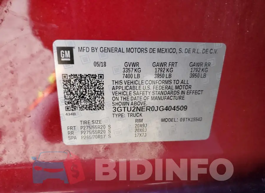 3GTU2NER0JG404509 Photo# 13