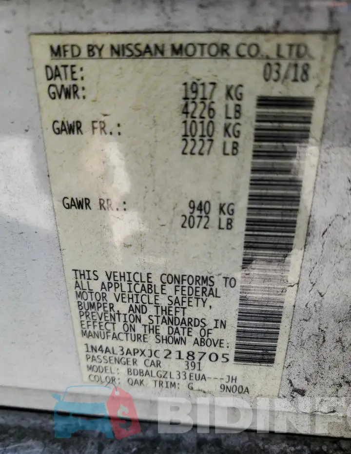 1N4AL3APXJC218705 Photo# 13