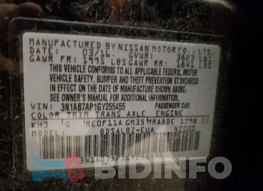 3N1AB7AP1GY255455 Photo# 12