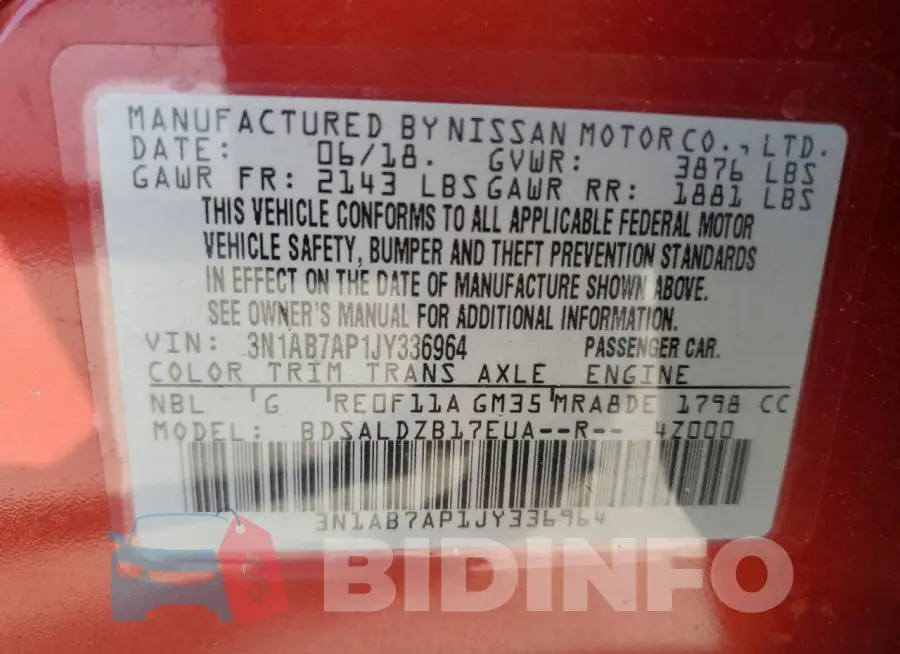 3N1AB7AP1JY336964 Photo# 12