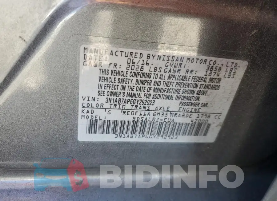 3N1AB7AP6GY292923 Photo# 13