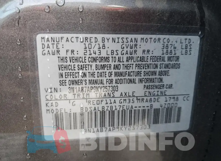 3N1AB7AP9KY257303 Photo# 12