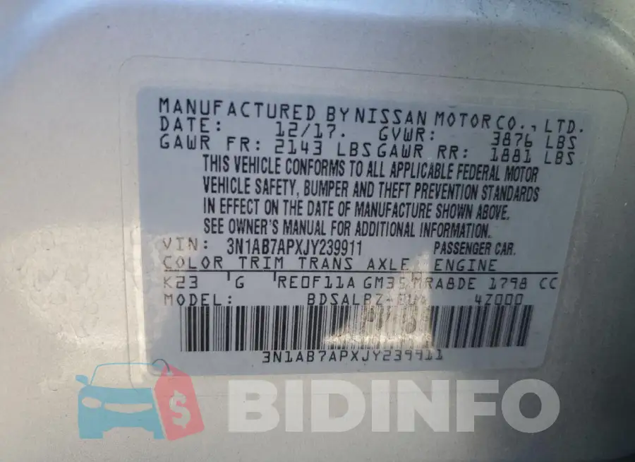 3N1AB7APXJY239911 Photo# 12