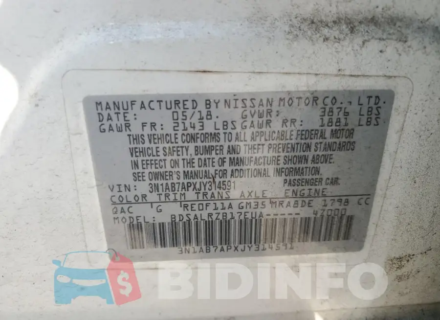 3N1AB7APXJY314591 Photo# 12