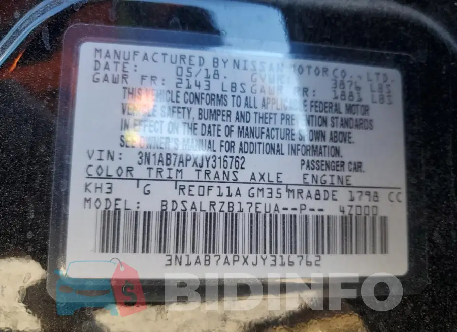 3N1AB7APXJY316762 Photo# 12