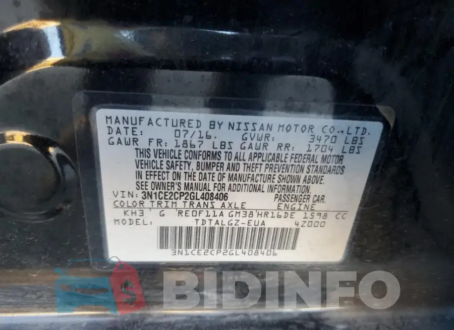 3N1CE2CP2GL408406 Photo# 12