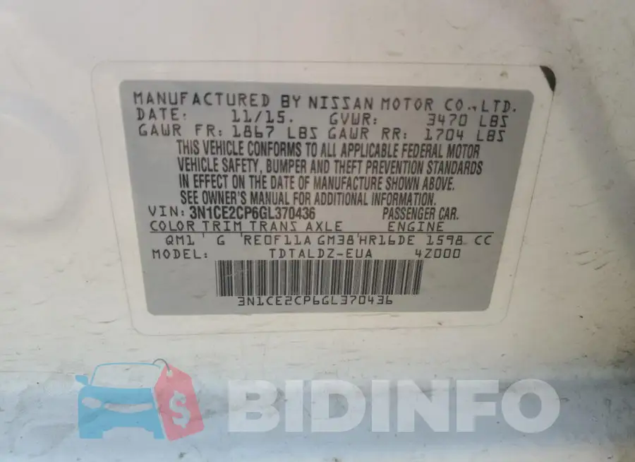 3N1CE2CP6GL370436 Photo# 13