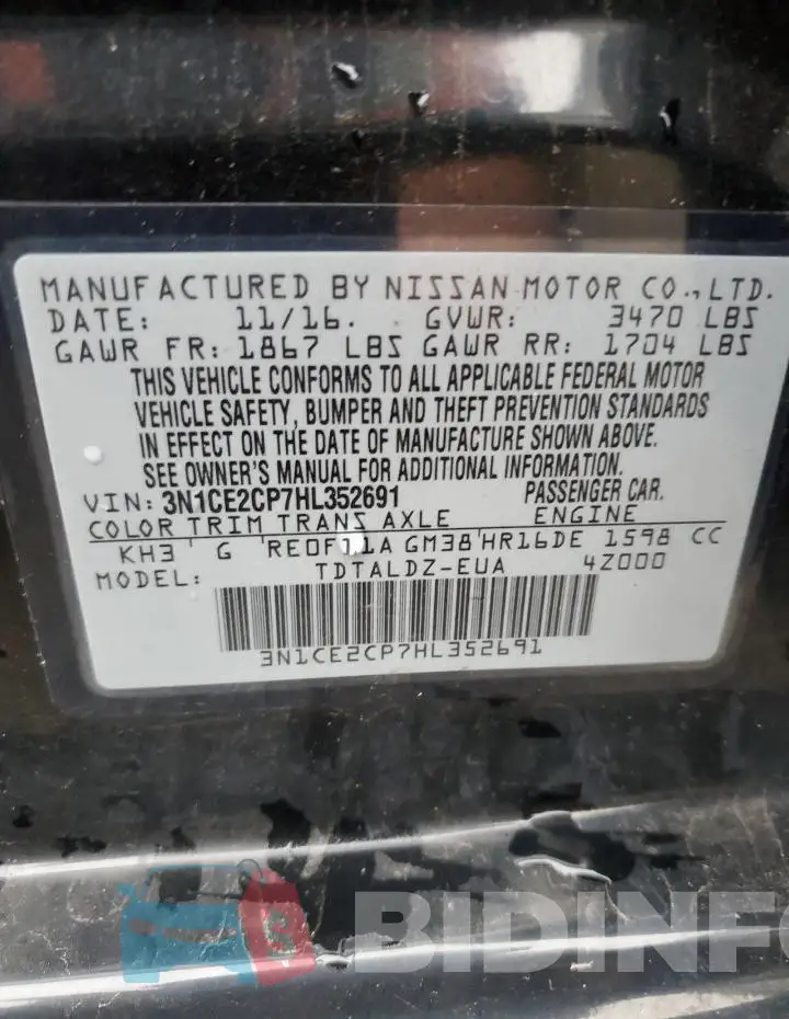 3N1CE2CP7HL352691 Photo# 12