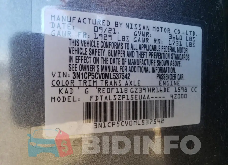 3N1CP5CV0ML537542 Photo# 13