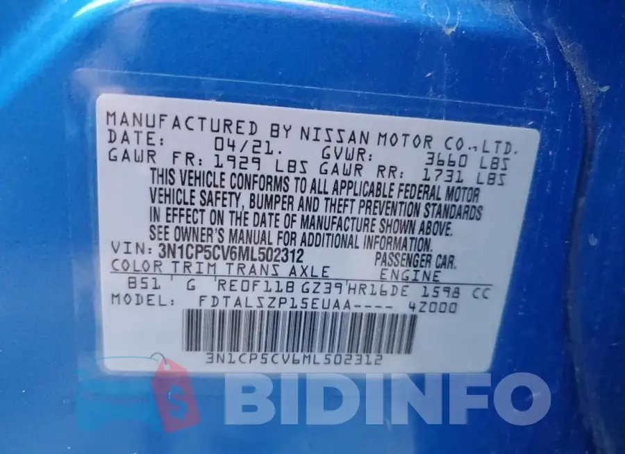 3N1CP5CV6ML502312 Photo# 12