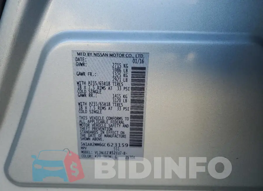 5N1AR2MM6GC623159 Photo# 13