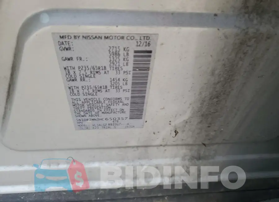 5N1DR2MN3HC650357 Photo# 13
