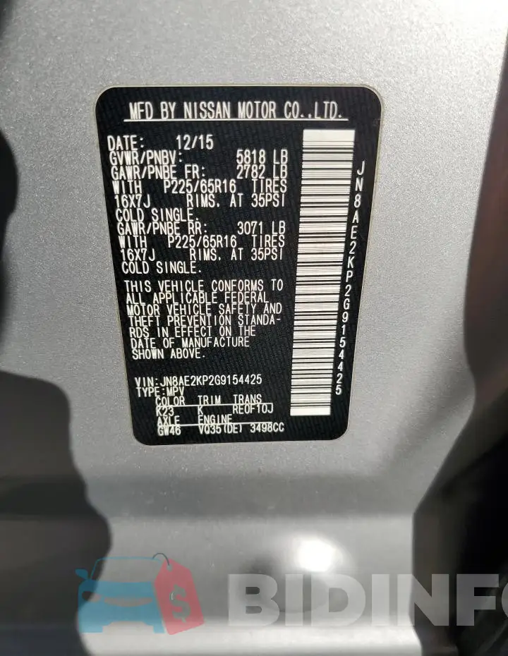 JN8AE2KP2G9154425 Photo# 13
