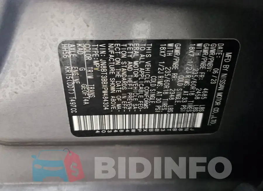 JN8BT3BBXPW484304 Photo# 13