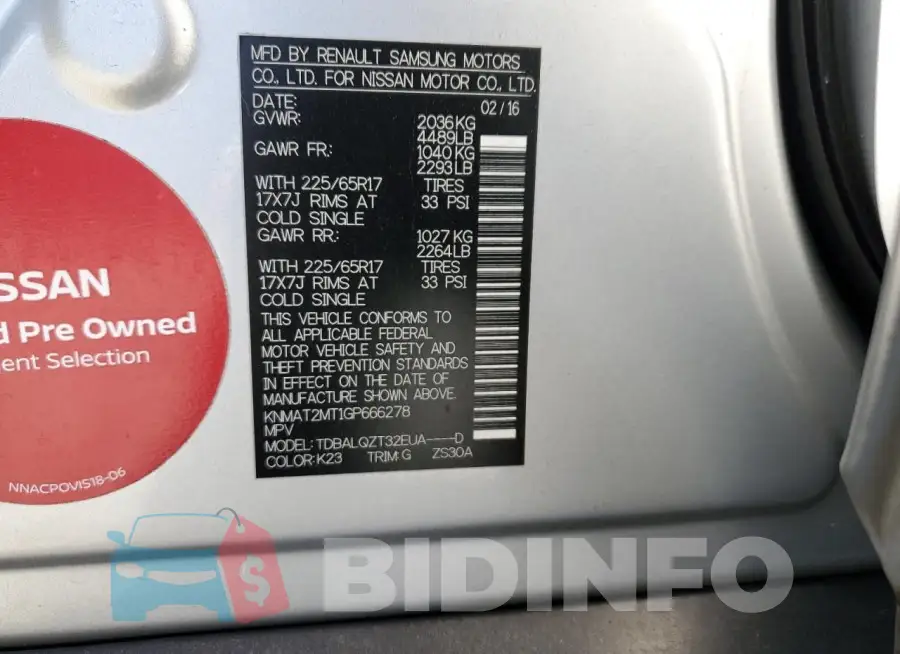 KNMAT2MT1GP666278 Photo# 14