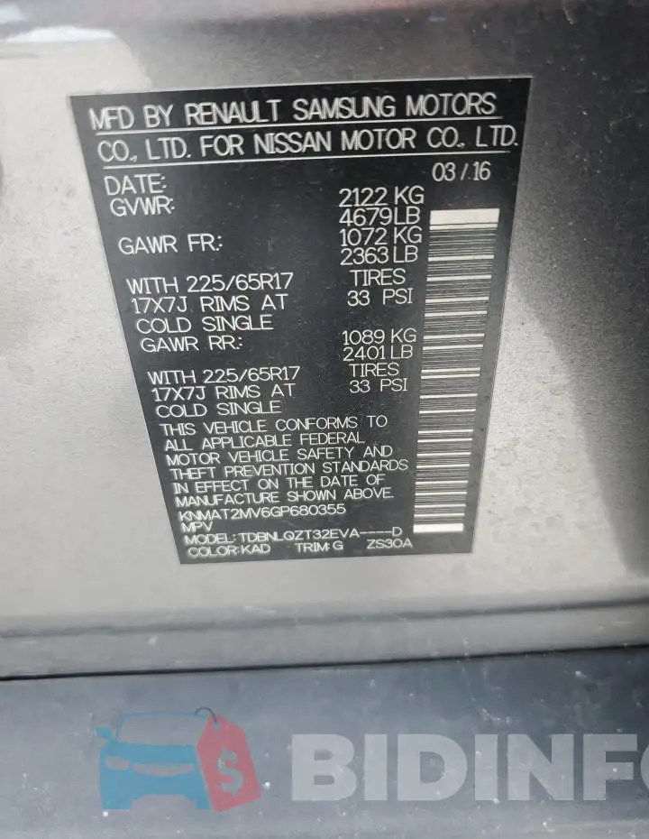 KNMAT2MV6GP680355 Photo# 13