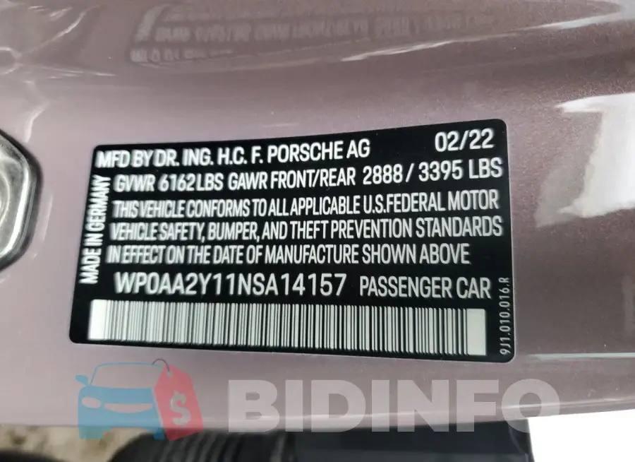WP0AA2Y11NSA14157 Photo# 13