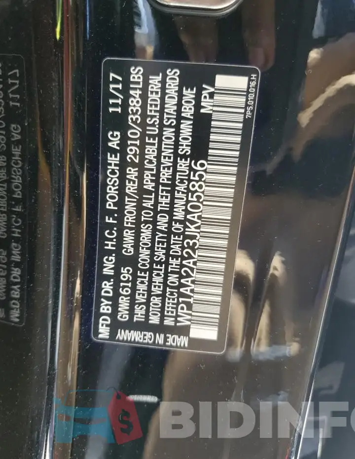 WP1AA2A23JKA05856 Photo# 13