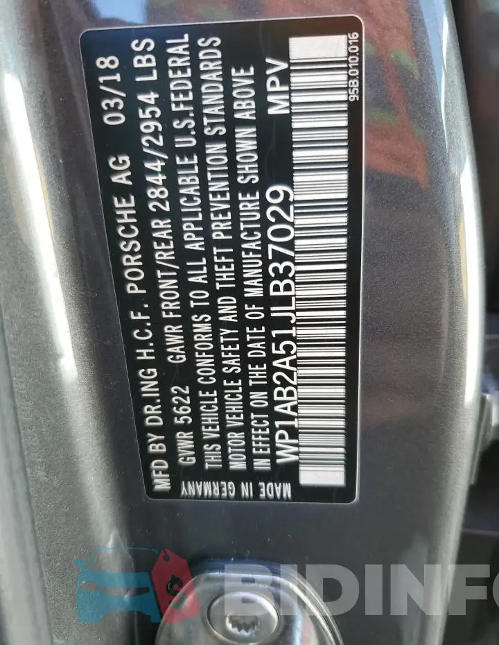WP1AB2A51JLB37029 Photo# 13