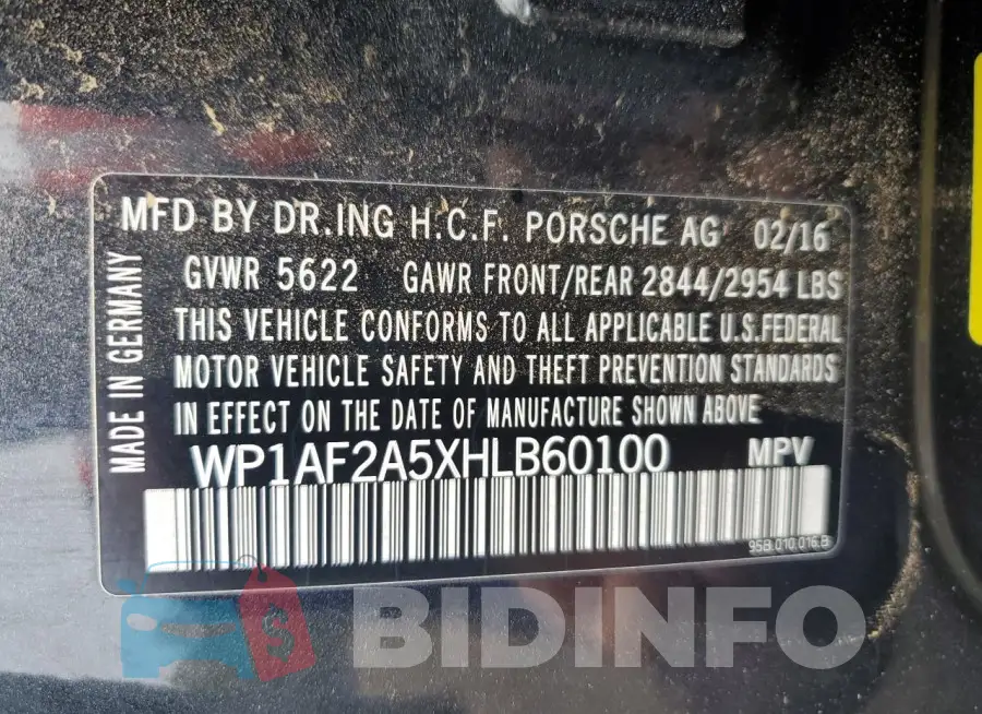 WP1AF2A5XHLB60100 Photo# 13