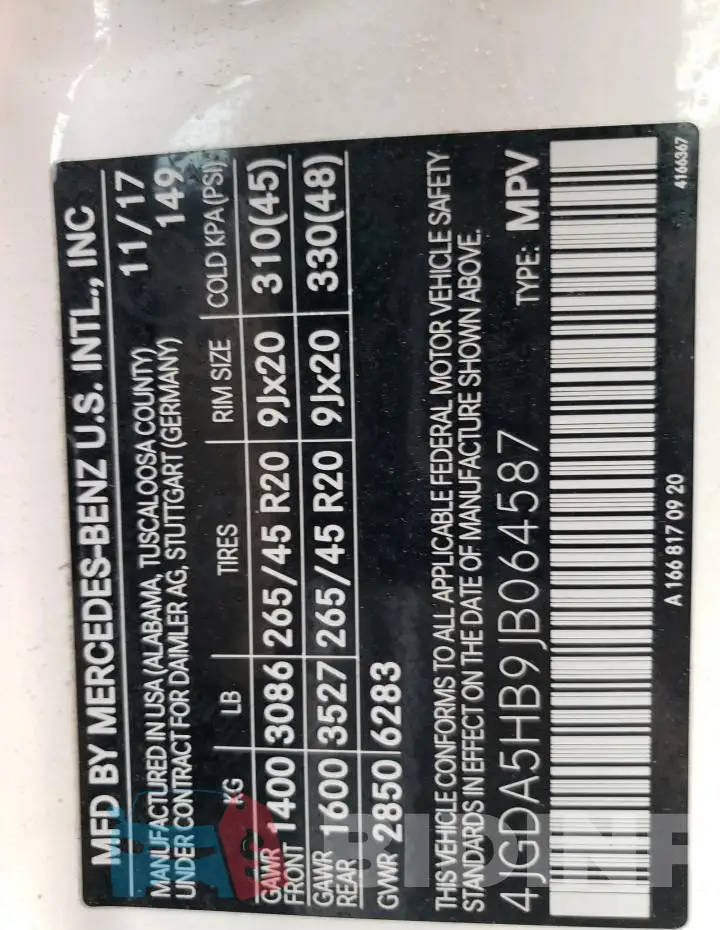 4JGDA5HB9JB064587 Photo# 14