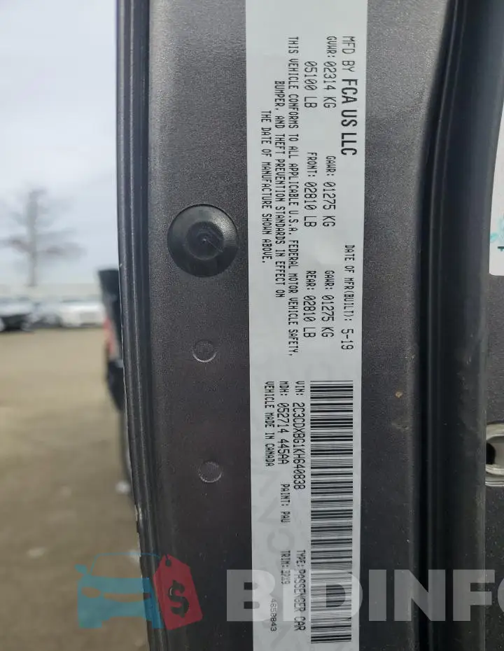 2C3CDXBG1KH640838 Photo# 12