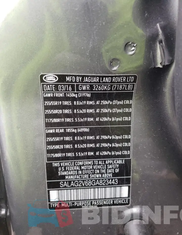 SALAG2V68GA823443 Photo# 13