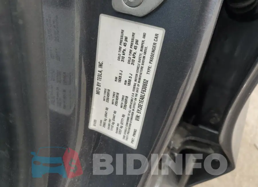 5YJ3E1EA8LF630652 Photo# 12