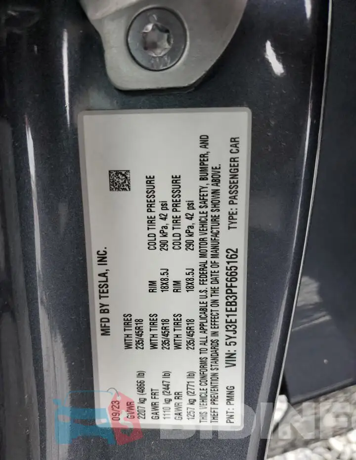 5YJ3E1EB3PF665162 Photo# 13