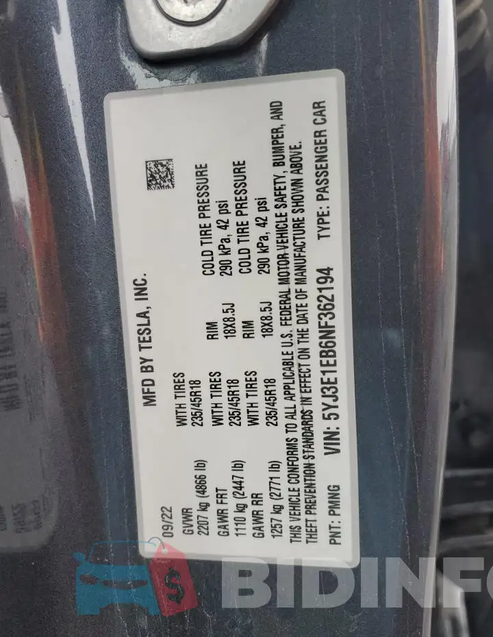 5YJ3E1EB6NF362194 Photo# 12