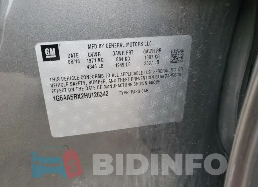 1G6AA5RX2H0126342 Photo# 12