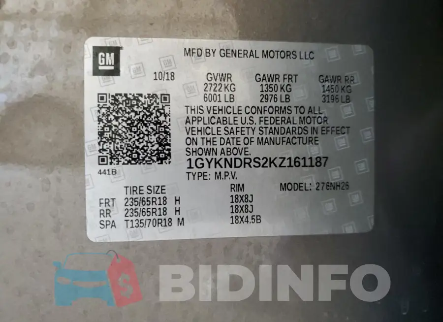 1GYKNDRS2KZ161187 Photo# 13