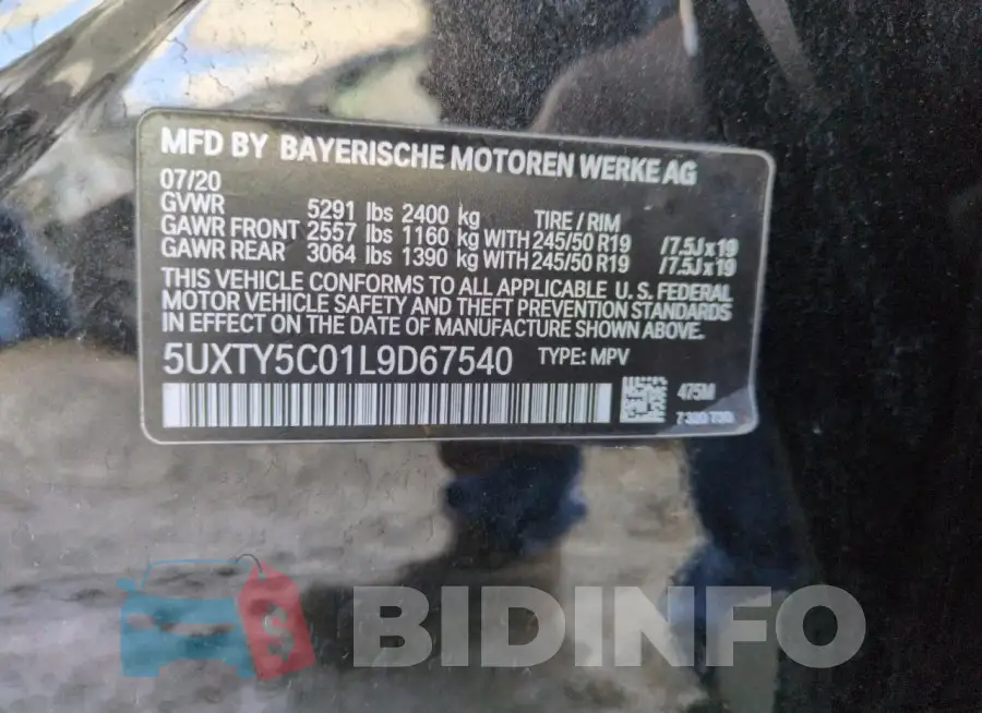 5UXTY5C01L9D67540 Photo# 12
