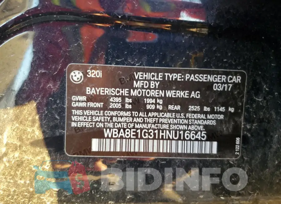 WBA8E1G31HNU16645 Photo# 12