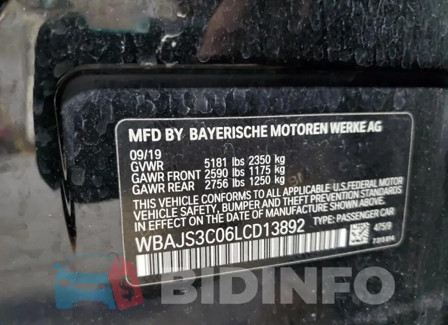 WBAJS3C06LCD13892 Photo# 12