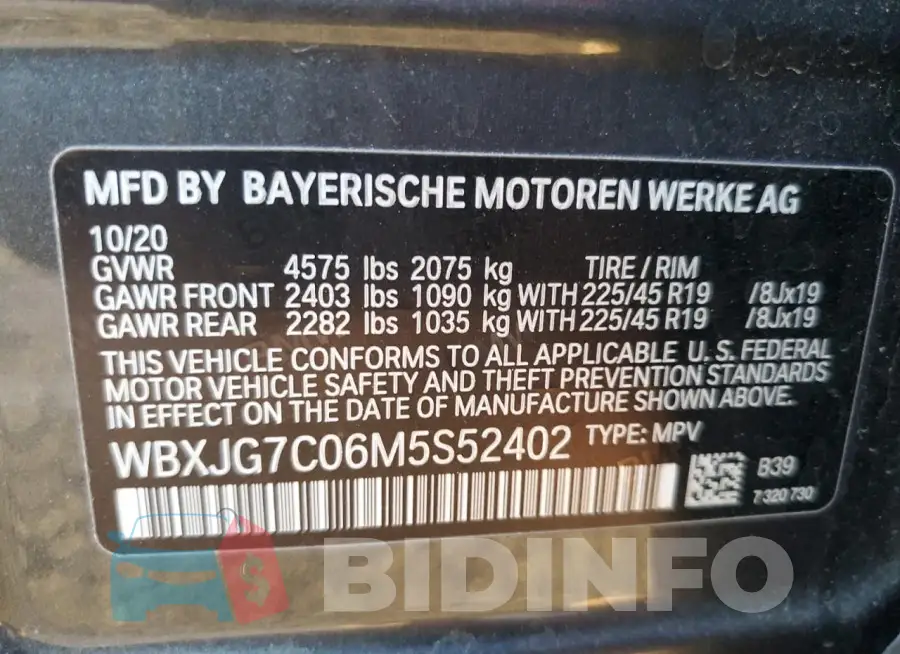 WBXJG7C06M5S52402 Photo# 14