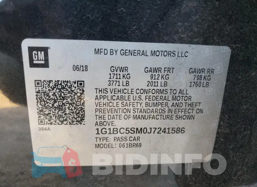 1G1BC5SM0J7241586 Photo# 13